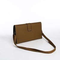 Сумка-клатч на магните, длинный ремень, цвет коричневый