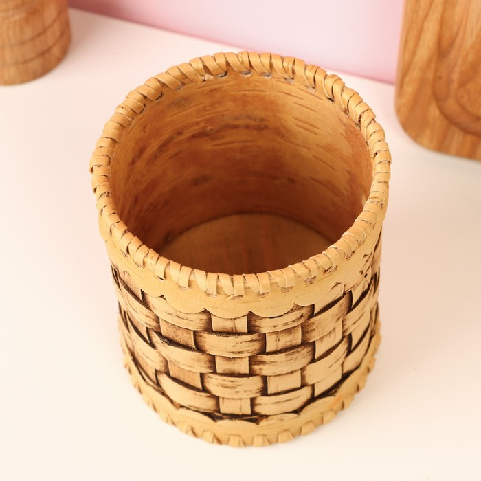 Туес &laquo;Велюр&raquo;, плетеный, 8&times;8&times;12 см, береста