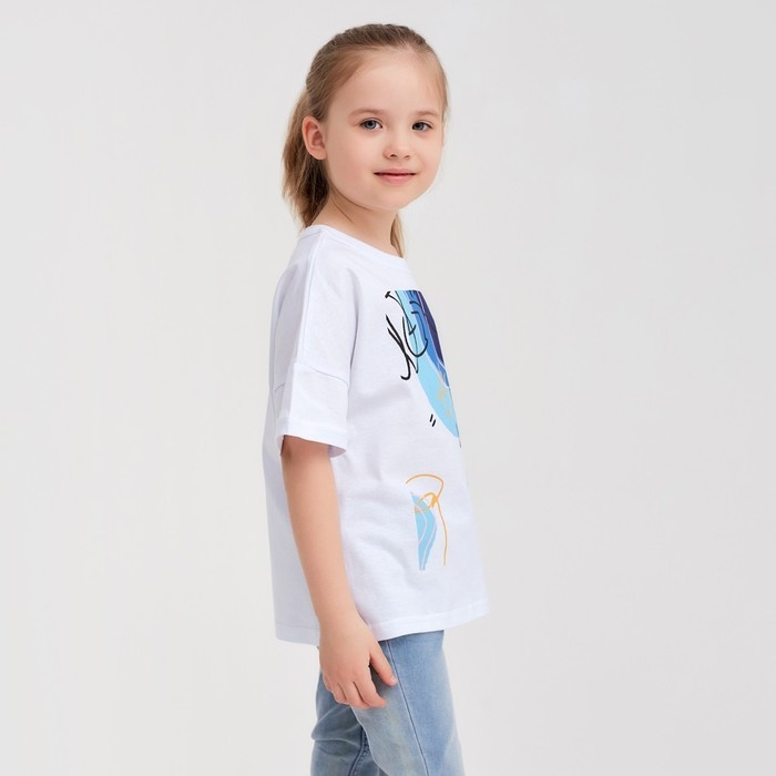 Футболка детская MINAKU Colors, цвет белый/голубой, рост 116