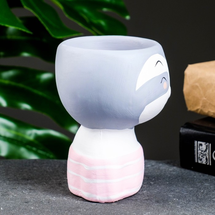 Горшок "Милый Енот" розовый, 6х11см