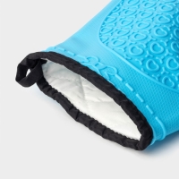 Рукавица для горячего Доляна &laquo;Профи&raquo;, силикон, 22&times;19 см, цвет голубой