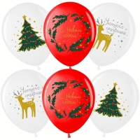Шар латексный 12" «С Новым Годом!» белый/красный, 1 ст., набор 25 шт., МИКС Шар латексный 12" «С Новым Годом!» белый/красный, 1 ст., набор 25 шт., МИКС