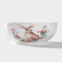 Салатник фарфоровый Доляна &laquo;Зайка&raquo;, 600 мл, d=15,5 см, цвет белый