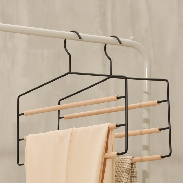 Плечики - вешалка для брюк и юбок LaDо́m Laconique, многоуровневая, 37&times;31,5&times;1,1 см, цвет чёрный