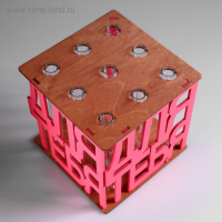 Кашпо деревянное 15&times;15&times;15 см с 9 колбами "Для тебя", морёный розовый Дарим Красиво