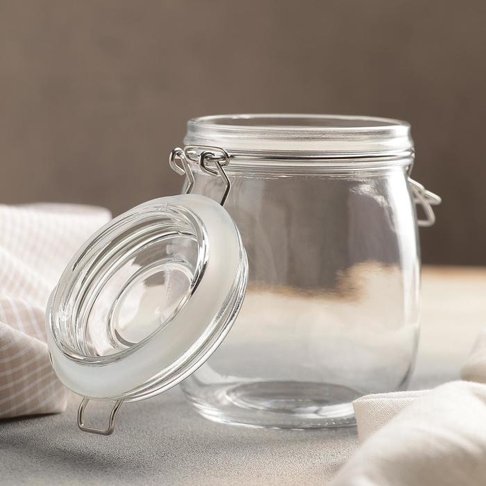Банка стеклянная для хранения сыпучих продуктов Доляна &laquo;Оптима&raquo;, 900 мл, 10,5&times;13,5 см, с бугельным замком