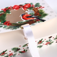 Коробка новогодняя складная &laquo;Снегири&raquo; 16.5 х 12.5 х 5 см, Новый год