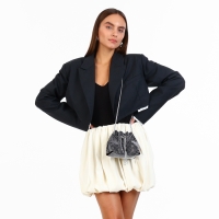 Сумка женская на затяжке, цвет серебряный