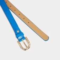 Ремень женский, ширина 2,2 см, винт, пряжка металл, цвет голубой