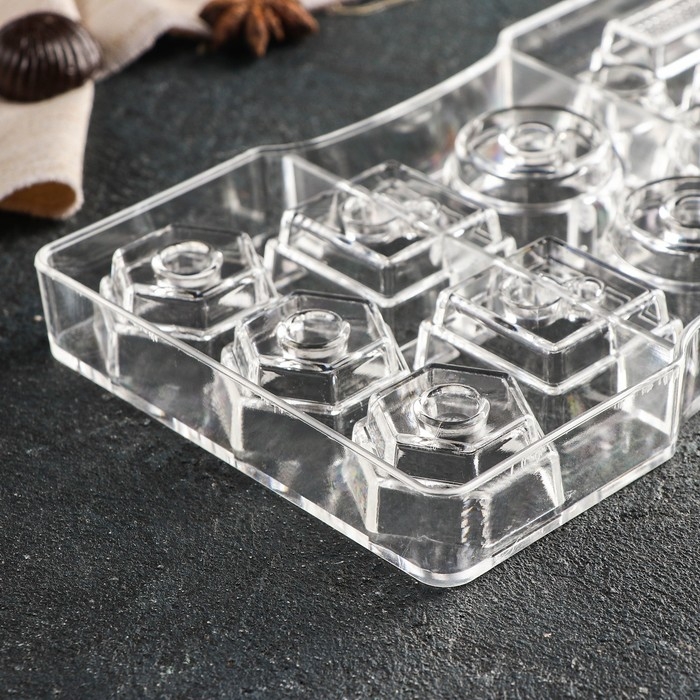 Форма для конфет и шоколада &laquo;Ассорти&raquo;, 14 ячеек, 20&times;12&times;2,5 см, цвет прозрачный