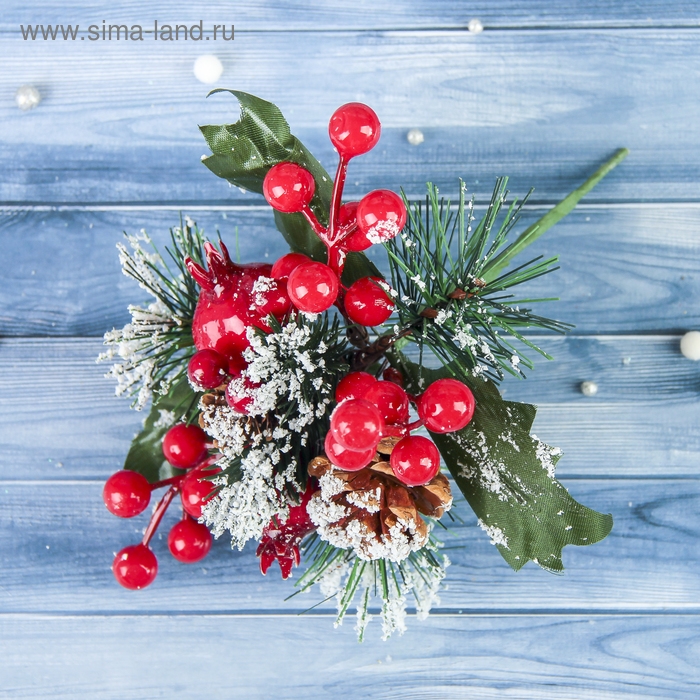 Декор "Зимние грезы" гранат ягодки красные, 15 см