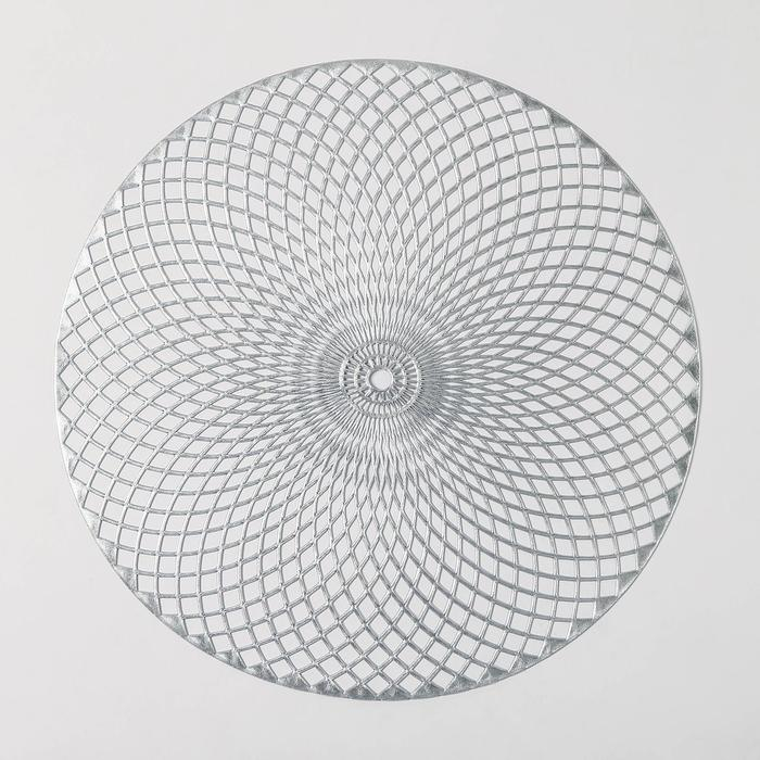 Салфетки сервировочные на стол Доляна &laquo;Вира&raquo;, 4 шт, d=38 см, цвет серебряный