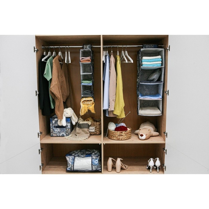 Кофр подвесной Доляна &laquo;Мозаика&raquo;, 5 отделений, 30&times;15&times;70 см, цвет синий