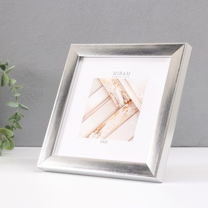 Фоторамка пластик "Gallery" 15х15 см серебро (пластиковый экран)