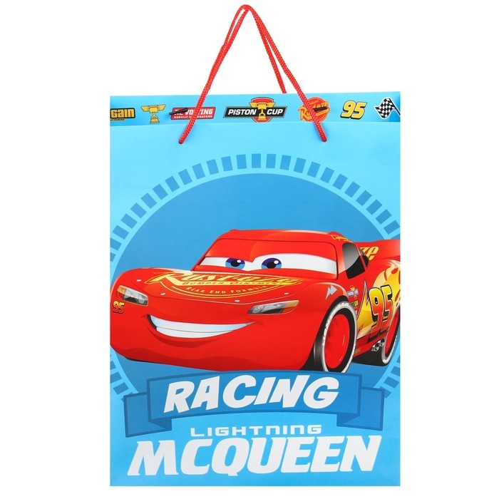 Пакет подарочный, 31х40х11.5 см, упаковка, Тачки