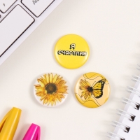 Значки закатные набор 3 шт d=25 мм "Цвет настроения - лето" 7х7 см