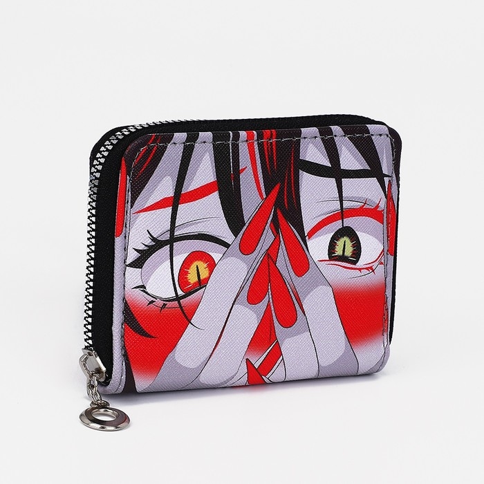 Кошелёк на молнии, отдел для карт, для монет, цвет чёрный/красный Кошелёк на молнии, отдел для карт, для монет, цвет чёрный/красный