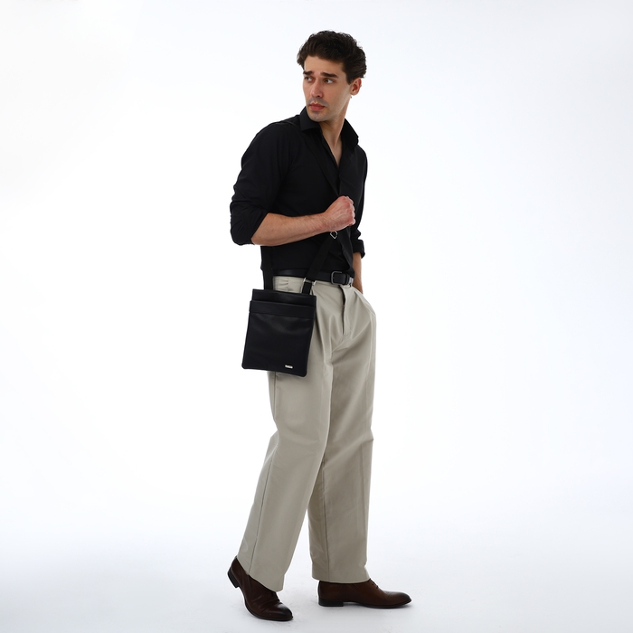 Сумка мужская через плечо TEXTURA, искусственная кожа, цвет чёрный