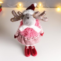 Кукла интерьерная "Лосик в юбочке в клетку, в розовой жилетке-травке" 53х13х18 см Кукла интерьерная "Лосик в юбочке в клетку, в розовой жилетке-травке" 53х13х18 см