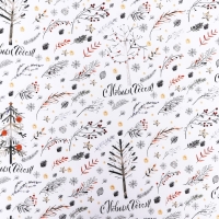 Новый год. Бумага упаковочная новогодняя глянцевая "Веточки ", 70 х 100 см.