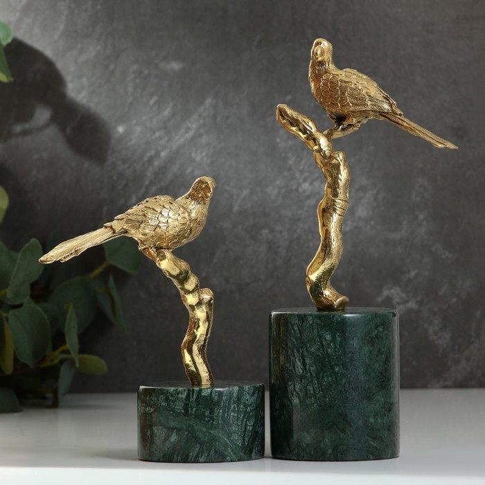 Статуэтка &laquo;Птица&raquo; мрамор латунь 22 х 9 х 30 см