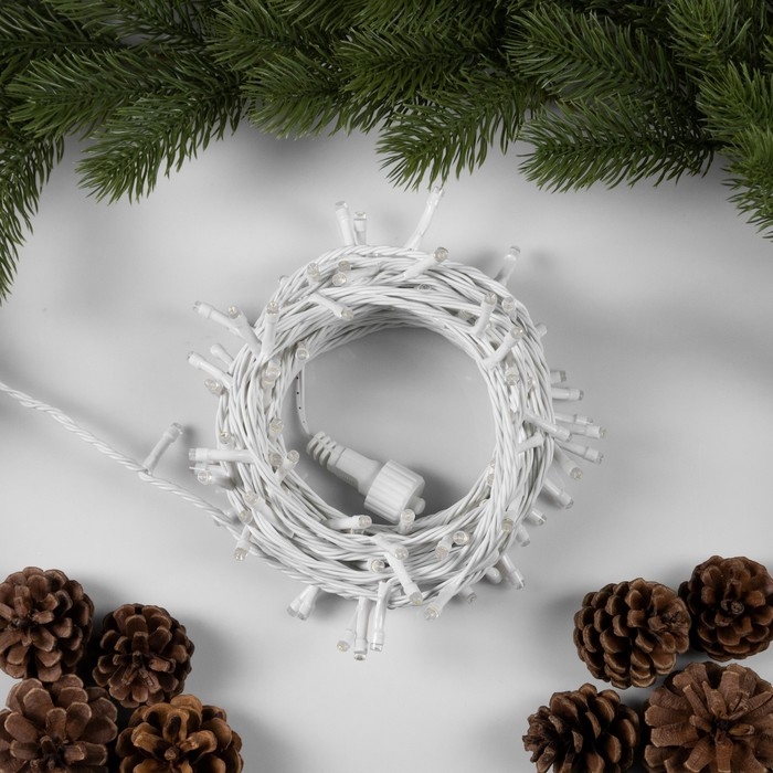 Гирлянда «Нить» 10 м, IP44, УМС, белая нить, 100 LED, свечение белое, мерцание всех светодиодов, 24 В Гирлянда «Нить» 10 м, IP44, УМС, белая нить, 100 LED, свечение белое, мерцание всех светодиодов, 24 В