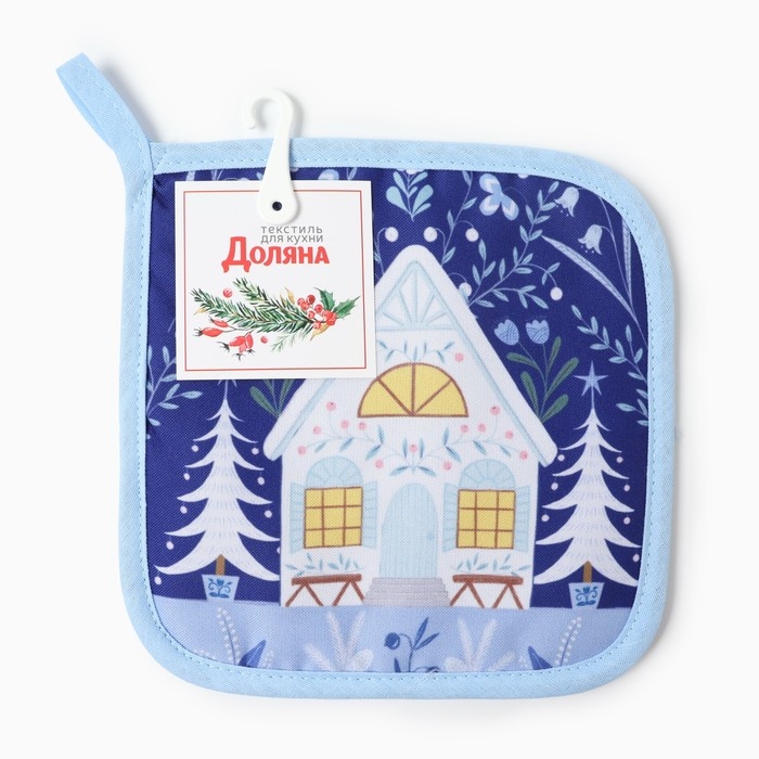 Новый год. Прихватка Доляна "Зимний сад" 17х17 см, 35% хл, 65% пэ, ватин 250 г/м2