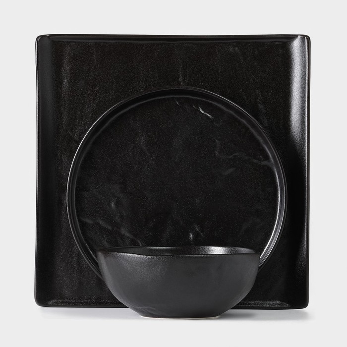 Блюдо фарфоровое для подачи Magistro Pietra lunare, 27,5×27,5 см, цвет чёрный Блюдо фарфоровое для подачи Magistro Pietra lunare, 27,5×27,5 см, цвет чёрный