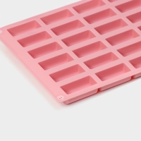 Форма для конфет и шоколада Доляна &laquo;Батончик&raquo;, силикон, 28&times;17,5&times;2 см, 30 ячеек (4,3&times;1,7 см), цвет розовый
