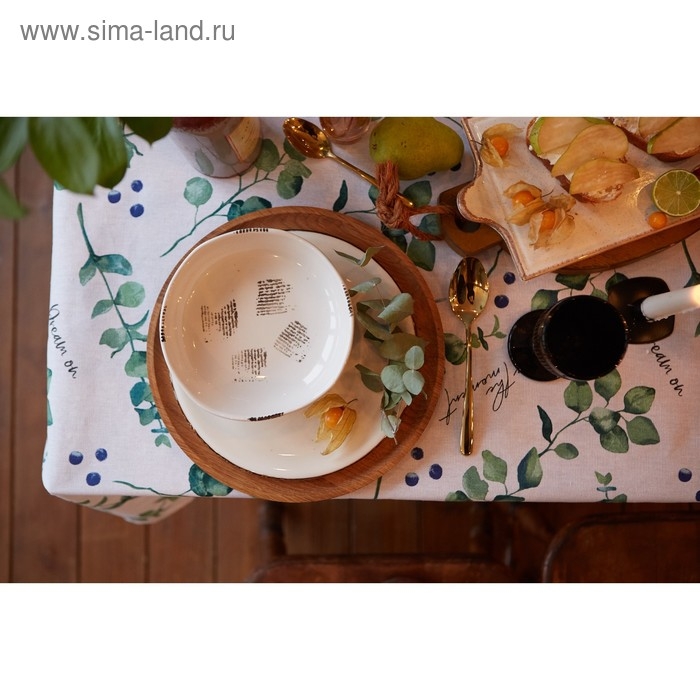 Скатерть "Доляна" Eucalyptus 220х144 см, 100% хлопок, 164 г/м2