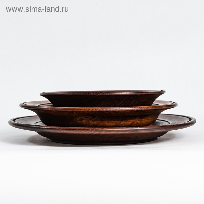Набор тарелок из натурального кедра Mаgistrо, 3 шт, 27,5&times;3 см, 23,5&times;4 см, 19&times;4,5 см, цвет шоколадный