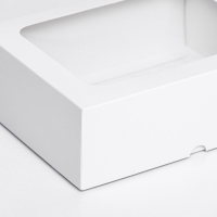 Коробка складная, крышка-дно, с окном, белый, 20 х 15 х 6,5 см,