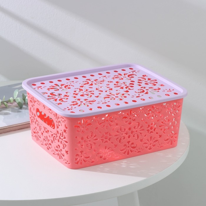 Контейнер для хранения с крышкой &laquo;Узор&raquo;, пластик, 25&times;19&times;10 см, цвет МИКС
