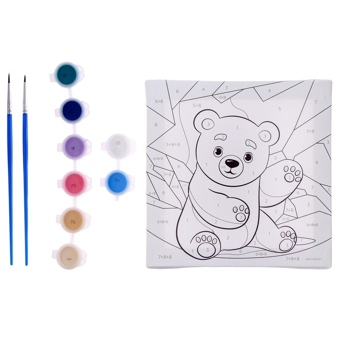 Картина по номерам для детей &laquo;Белый мишка&raquo;,&lrm; 15 х 15 см