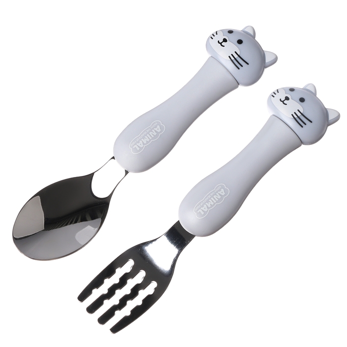 Набор детских столовых приборов в футляре &laquo;Котята&raquo;, вилка, ложка