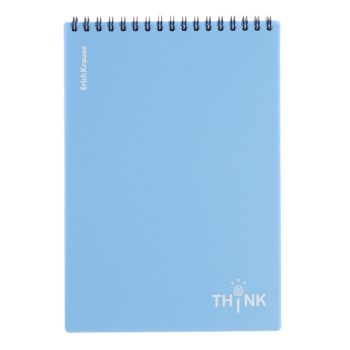 Блокнот на спирали А5, 80 листов, клетка, ErichKrause "Symbol", пластиковая обложка шелкография, блок офсет белизна 100%, голубой,