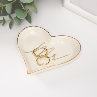 Сувенир керамика подставка под кольца "Мистер" сердце 10х9х1,6 см