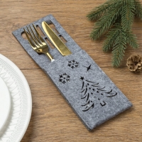 Новый год. Набор конвертов для столовых приборов Доляна "Новый год", цвет серый - 4 шт. Новый год. Набор конвертов для столовых приборов Доляна "Новый год", цвет серый - 4 шт.