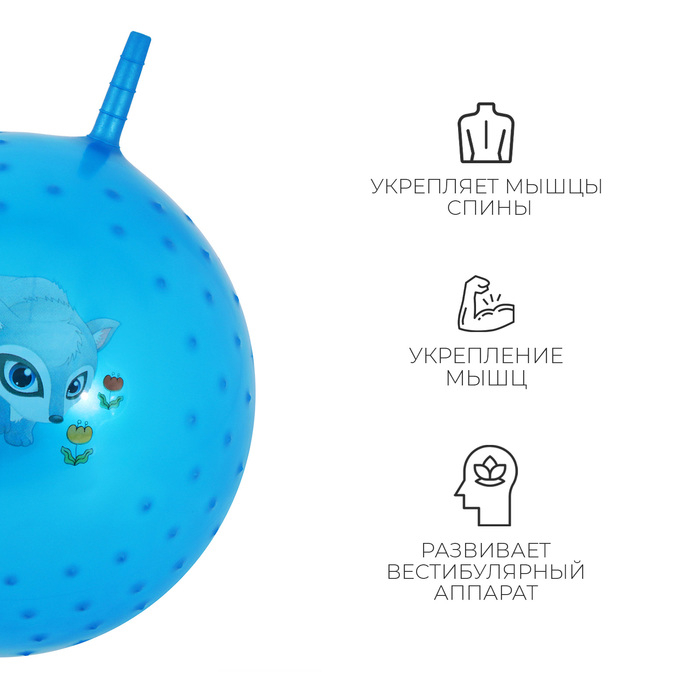 Мяч-прыгун с рожками &laquo;Счастливые улыбки&raquo;, массажный, d=55 см, 420 г, МИКС