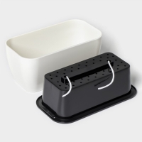 Кашпо для цветов прямоугольное Доляна &laquo;Глянец&raquo;, 900 мл, 18,5&times;10&times;8 см, цвет чёрный/белый