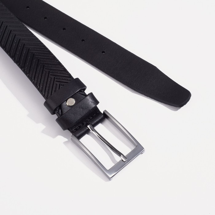 Ремень мужской, ширина 3.5 см, винт, пряжка металл, цвет чёрный