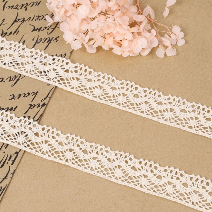 Кружево вязаное, 28 мм &times; 10 &plusmn; 1 м, цвет бежевый