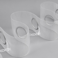 Шторная лента с люверсами, для драпировки, органза, d = 4,2 см, 8,5 см, 50 &plusmn; 1 м, цвет прозрачный/белый