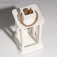 Кашпо деревянное "Фонарь", ручка верёвка, белый, 16&times;16&times;30 см