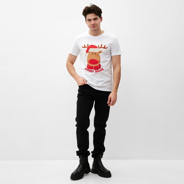 Футболка новогодняя мужская KAFTAN "Merry Xmas" размер 56