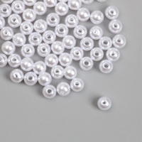 Бусины для творчества пластик "Жемчуг белый" d=0,6 см набор 500 гр