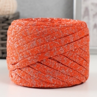 Трикотажная пряжа "Риббон" с люрексом 85м/170&plusmn;5 гр (Рябина, люрекс: Серебро)