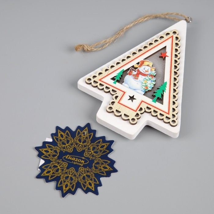 Ёлочная игрушка &laquo;Снеговик&raquo;, от батареек, свечение тёплое белое