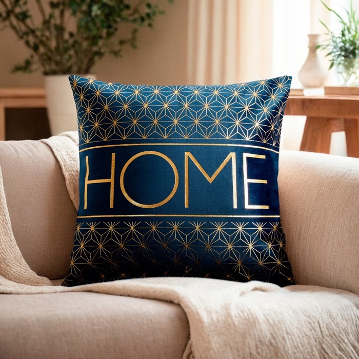 Наволочка декоративная Этель Home цвет синий 42 х 42 см, велюр Наволочка декоративная Этель Home цвет синий 42 х 42 см, велюр