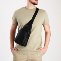 Сумка-слинг мужская из искусственной кожи, цвет чёрный
